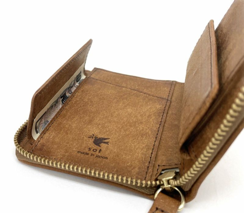 プエブロレザーLファスナー 二つ折りミニ財布 | sot online store